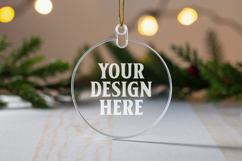 Acrylic Christmas Ornament Mockups | Clear Round Holiday Product Image 1