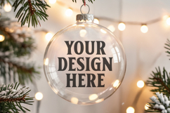 Christmas Acrylic Ornament Mockups | Round Clear Acrylic Orn Product Image 1