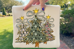 Coquette Camo Christmas Tree Glitter PNG, Preppy Christmas Product Image 1