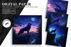 Wolf Wall Art Digital Paper Backgrounds Printable Scrapbook Product Image 1