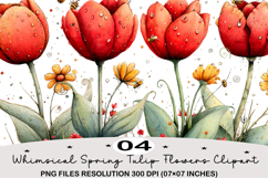 Whimsical Spring Tulip Flowers Clipart Spring PNG Product Image 1