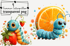 Whimsical Summer Caterpillar Clipart PNG Watercolor png Product Image 1