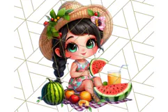 Chibi Summer Girls Clipart PNG, Bright Kawaii Summer Art Product Image 4