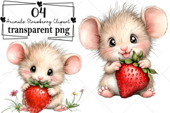 Whimsical Safari Animals Strawberry Clipart Watercolor PNG Product Image 1