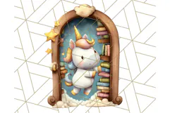 Magical Bookish Unicorn PNG Clipart Reading Books & Stories Product Image 4