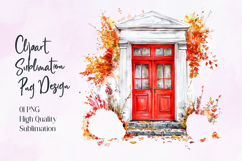 Autumn Door Watercolor Sublimation PNG Product Image 1