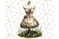 Couture Floral Dress Form PNG Clipart, Vintage Style Flowers Product Image 4