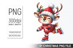 A Cute Deer Christmas Santa Hat, Christmas Clipart PNG File Product Image 1