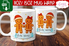 Cute Christmas mug wrap PNG, Gingerbread cookie mug template Product Image 3