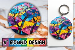 Colorful Stained Glass Keychain Tree Round Design Sublimatio Product Image 1