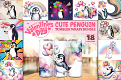 Valentine’s Day Cute Penguin Tumbler Wrap PNG Big Bundle Product Image 1
