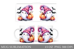 Cute Ghost Mug Design. Cute Halloween Mug Sublimation Product Image 1