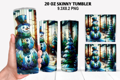 Snowman Skinny Tumbler 20oz Wrap Design, Christmas Tumbler Product Image 1