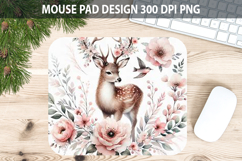 Watercolor Deer Mouse Pad Sublimation - Valentines PNG Product Image 1