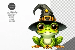 Halloween clipart, Frog witch clipart, Autumn clipart Product Image 1