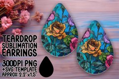 Sublimation PNG Design - Floral Teardrop Earrings Product Image 1