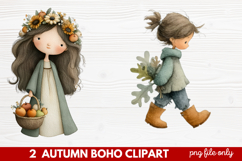 Autumn Boho Clipart | Fall Bohemian Aesthetic PNG Illustrati Product Image 1