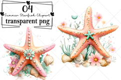 Whimsical Summer Starfish Clipart Watercolor PNG Product Image 1
