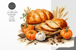 Thanksgiving clipart, Bread clipart, Autumn clipart Product Image 1