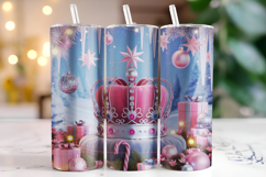 Merry Christmas Crown Tumbler Wrap | Christmas Wrap Product Image 1