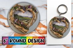 Scenic Serenade: Wooden Heart Keychain PNG Product Image 1