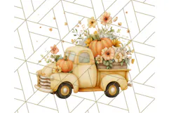 Vintage Truck Pumpkin and Fall Flowers PNG Clipart, Autumn Product Image 4