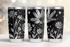 20oz Tumbler laser svg wrap| Daisy and Wildflowers pattern Product Image 1