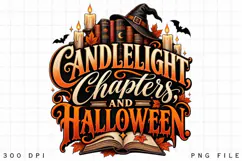 Candlelight Chapters & Halloween PNG, Spooky Book Lover Product Image 2
