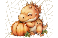 Fall Dinosaur PNG Clipart with Autumn Elements, Cute Dino Product Image 4