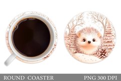 Cute Hedgehog Coaster. Christmas Coaster Design Product Image 1