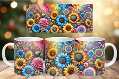 Valentine Mug Wrap Sublimation - colorful flowers Product Image 1