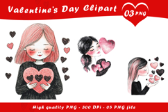 Valentine Cute Girl Love Illustration Clipart PNG Product Image 1