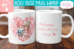 Happy Valentines day mug wrap, Cute gnomes mug PNG Product Image 1