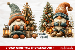 Cozy Christmas Gnomes Clipart | Cute Winter Holiday Gnome Product Image 1