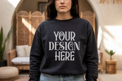 Black Gildan 18000 Sweatshirt Model Mockups, Sweatshirts Product Image 1
