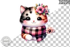 Cat With Flowers Sublimation - Clipart PNG Design Product Image 1
