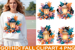 Gothic Fall Clipart PNG Dark Autumn Watercolor PNG Product Image 1