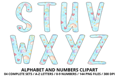 Baby Shower Watercolor Alphabet and Numbers Clipart PNG Product Image 4