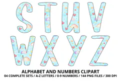 Baby Shower Watercolor Alphabet and Numbers Clipart PNG Product Image 4