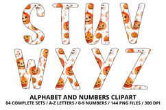 Halloween Alphabet Clipart PNG, watercolor letters doodle Product Image 4