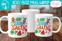 Stay salty mug wrap PNG sublimation, Summer beach mug wrap Product Image 2