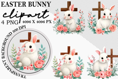 Watercolor Easter Bunny Clipart PNG Product Image 1