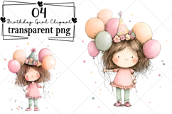 Whimsical Birthday Girl Clipart Watercolor PNG Product Image 1
