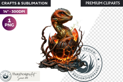 Cute Baby Dragon in a egg Clipart, dragon egg, Fantasy PNG Product Image 1
