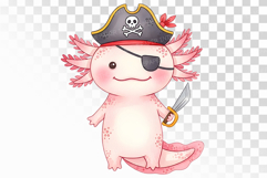 Halloween Axolotl Pirate Costume Eye Patch Sword PNG Uparupa Product Image 1