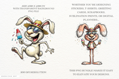 Whimsical Summer Beach Bunny Clipart Product Image 2