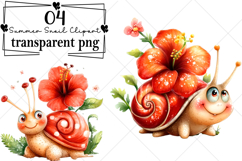 Whimsical Summer Snail Clipart Watercolor PNG Product Image 1