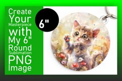 Animal and Floral Sublimation Round Design Keychain PNG Product Image 1