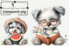 Whimsical Dogs Summer Clipart Watercolor PNG Product Image 1