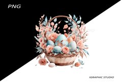 Easter Clipart, Easter Egg Basket Clipart, Easter Bunny Png Product Image 1